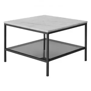 Leonardo Marble Top Square Coffee Table with Shelf, White / Black by HOMESTAR, a Coffee Table for sale on Style Sourcebook