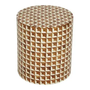Quinn Bone Inlaid Round Accent Stool / Side Table by Florabelle, a Side Table for sale on Style Sourcebook