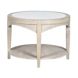 Cantara Marble Topped Mango Wood Round Side Table by Florabelle, a Side Table for sale on Style Sourcebook