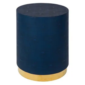 Hunter PU Leather Round Accent Stool / Side Table, Midnight Blue by Florabelle, a Side Table for sale on Style Sourcebook