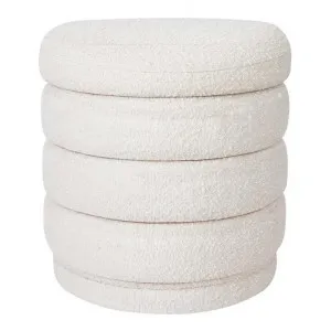 Demi Boucle Round Ottoman Stool, White by Cozy Lighting & Living, a Ottomans for sale on Style Sourcebook