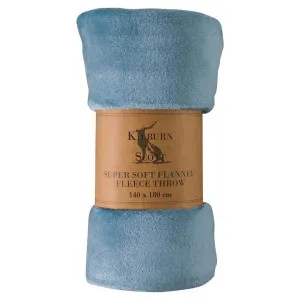 Kilburn & Scott Super Soft Flannel Fleece Throw, 140x180cm, Denim Blue by Kilburn & Scott, a Throws for sale on Style Sourcebook