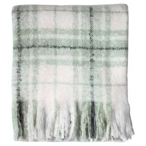 Lexden Check Faux Mohair Throw, 130x180cm, Sage by Casa Bella, a Throws for sale on Style Sourcebook