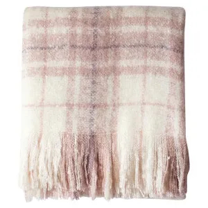 Lexden Check Faux Mohair Throw, 130x180cm, Blush by Casa Bella, a Throws for sale on Style Sourcebook