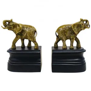 Afrique Brass Elephant Bookend Set by Searles, a Desk Decor for sale on Style Sourcebook