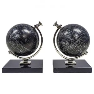 Walker Metal & Marble Globe Bookend Set by Searles, a Desk Decor for sale on Style Sourcebook