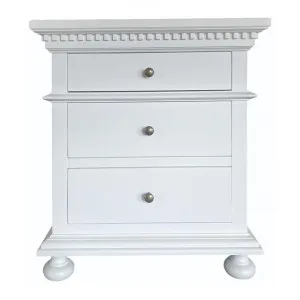 Frances Birch Timber Bedside Table, Matt White by Manoir Chene, a Bedside Tables for sale on Style Sourcebook