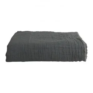 Ellenton Textured Cotton Blanket, 255x250cm, Grey by French Country Collection, a Throws for sale on Style Sourcebook