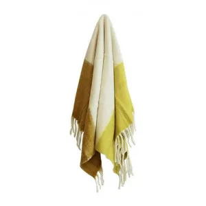 Boyette Wool Blend Throw, 125x150cm, Ochre Band by Provencal Treasures, a Throws for sale on Style Sourcebook