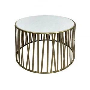 Criss Cross Marble Topped Iron Round Coffee Table, 60cm by French Country Collection, a Coffee Table for sale on Style Sourcebook