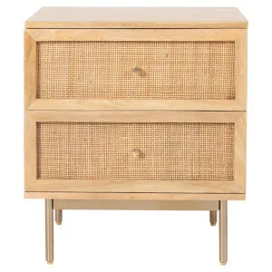 Herons Mango Wood & Rattan 2 Drawer Bedside Table by Dodicci, a Bedside Tables for sale on Style Sourcebook