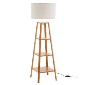 Ansley Wooden Shelf Base Floor Lamp, Natural by New Oriental, a Floor Lamps for sale on Style Sourcebook