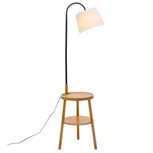 Michoud Wooden Round Table Base Floor Lamp, Natural by New Oriental, a Floor Lamps for sale on Style Sourcebook