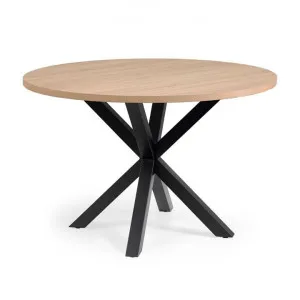 Bromley Engineered Wood & Steel Round Dining Table, 120cm, Natural / Black by El Diseno, a Dining Tables for sale on Style Sourcebook