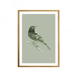Regent Honeyeater Australian Bird in Willow Green Fine Art Print | FRAMED Tasmanian Oak Boxed Frame A3 (29.7cm x 42cm) by Luxe Mirrors, a Artwork & Wall Decor for sale on Style Sourcebook