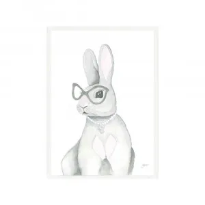 Frankie the Fancy Bunny Rabbit Fine Art Print | FRAMED White Boxed Frame A3 (29.7cm x 42cm) by Luxe Mirrors, a Artwork & Wall Decor for sale on Style Sourcebook