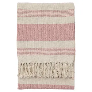 Boscombe Organic Cotton Stripe Throw, 130x170cm, Blush by Casa Bella, a Throws for sale on Style Sourcebook