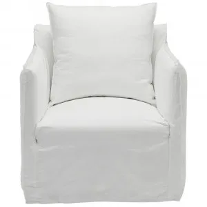 Como Linen Occasional Chair White - 1 Seater by James Lane, a Chairs for sale on Style Sourcebook