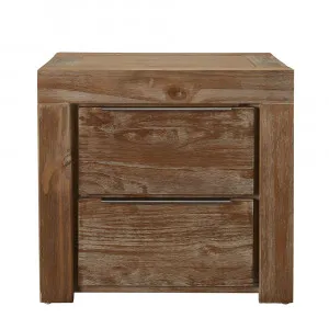 Hobart Bedside Table Rustic Brown - 2 Drawer by James Lane, a Bedside Tables for sale on Style Sourcebook