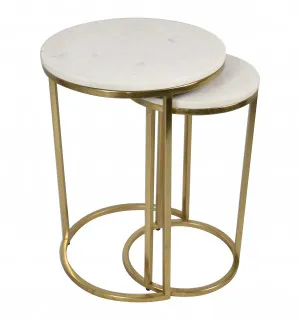 Mercer Marble Side Table (Nested Set of 2) - Gold by James Lane, a Side Table for sale on Style Sourcebook