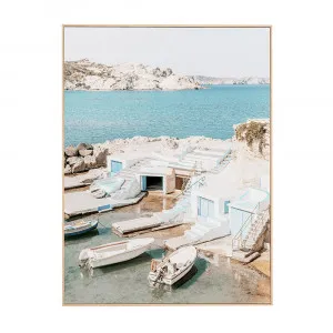 Greek Island Natural Veneer Framed Canvas - 75cm X 100cm by James Lane, a Painted Canvases for sale on Style Sourcebook