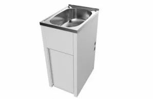Projix 35L Compact Tub & Cabinet With Bypass & Reversible Door | Made From Stainless Steel In White By Raymor by Raymor, a Troughs & Sinks for sale on Style Sourcebook