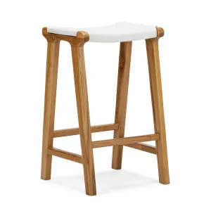 Casey 66cm Flat Leather Barstool, White by L3 Home, a Bar Stools for sale on Style Sourcebook