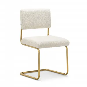 Myah Set of 2 Cantilever Dining Chair, Cream Bouclé & Brushed Gold by L3 Home, a Dining Chairs for sale on Style Sourcebook