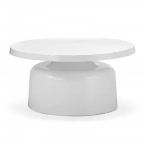 Palemo Round Pedestal Tray Coffee Table, Matte White by L3 Home, a Coffee Table for sale on Style Sourcebook