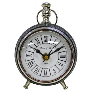 Clayton Leather & Metal Table Clock by Hearth & Home, a Clocks for sale on Style Sourcebook