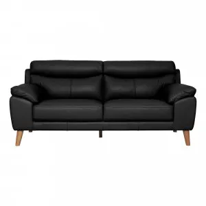 Bronco 3 Seater Sofa in Leather Black by OzDesignFurniture, a Sofas for sale on Style Sourcebook