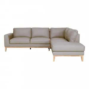 Dante 2.5 Seater Sofa + Chaise RHF in Leather Light Mocha by OzDesignFurniture, a Sofas for sale on Style Sourcebook