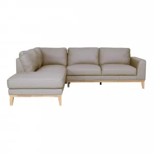 Dante 2.5 Seater Sofa + Chaise LHF in Leather Light Mocha by OzDesignFurniture, a Sofas for sale on Style Sourcebook