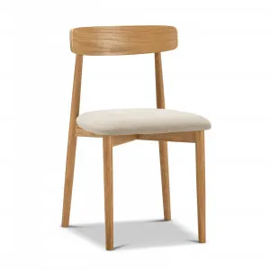 Finn Set of 2 Oak Dining Chairs, Natural & Beige by L3 Home, a Dining Chairs for sale on Style Sourcebook