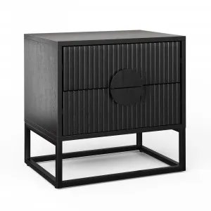 Braxton Ripple Bedside Table, Black Oak by L3 Home, a Bedside Tables for sale on Style Sourcebook