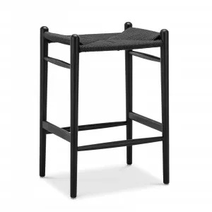 Arche Solid Ashwood Woven Cord Barstool, Black by L3 Home, a Bar Stools for sale on Style Sourcebook