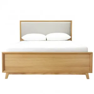 Morgan Oak Bed Frame with Upholstered Headboard by James Lane, a Beds & Bed Frames for sale on Style Sourcebook