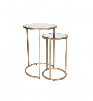 Serenity Nesting Side Tables Antique Gold 50cm / 60cm by Luxe Mirrors, a Side Table for sale on Style Sourcebook
