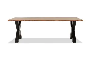 Dakota Cross 240cm Dining Table, Solid Acacia Wood, Natural, by Lounge Lovers by Lounge Lovers, a Dining Tables for sale on Style Sourcebook