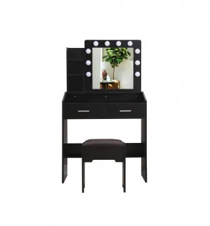 Devon Vanity Set with Shelves Black by Luxe Mirrors, a Shaving Cabinets for sale on Style Sourcebook