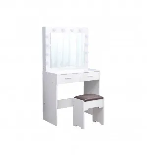 Francesca Vanity Set White with Lighted Mirror and Stool by Luxe Mirrors, a Shaving Cabinets for sale on Style Sourcebook