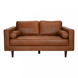 Kobe 2 Seater Sofa in Missouri Leather Brown by OzDesignFurniture, a Sofas for sale on Style Sourcebook