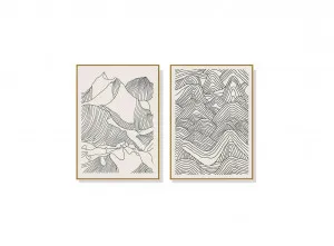 Set of 2 Line Art Mountain Wall Art Canvas 3 sizes available 70cm x 50cm by Luxe Mirrors, a Artwork & Wall Decor for sale on Style Sourcebook