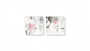 Set of 2 Pink and Grey Abstract Wall Art Canvas 3 sizes available 50cm x 50cm by Luxe Mirrors, a Artwork & Wall Decor for sale on Style Sourcebook