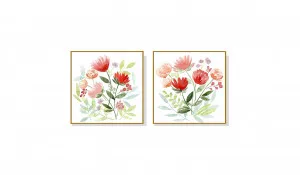 Set of 2 Blooming Flowers Wall Art Canvas 3 sizes available 50cm x 50cm by Luxe Mirrors, a Artwork & Wall Decor for sale on Style Sourcebook