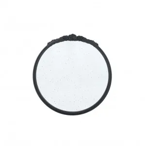 Hand-Carved Round Wall Mirror Black 74cm x 76.5cm by Luxe Mirrors, a Mirrors for sale on Style Sourcebook