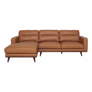 Astrid 2.5 Seater Sofa + Chaise LHF in Butler Leather Russet / Brown Leg by OzDesignFurniture, a Sofas for sale on Style Sourcebook