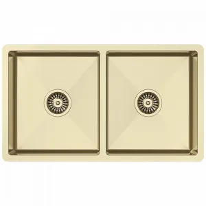 Buildmat Brushed Brass Gold Madison 775x450 Double Bowl Sink by Buildmat, a Kitchen Sinks for sale on Style Sourcebook