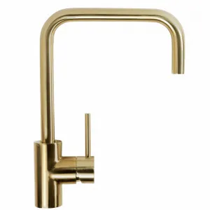 Buildmat Charlotte Brushed Brass Gold Square Mixer by Buildmat, a Kitchen Taps & Mixers for sale on Style Sourcebook