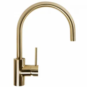 Buildmat Ashanti Brushed Brass Gold Gooseneck Mixer by Buildmat, a Kitchen Taps & Mixers for sale on Style Sourcebook